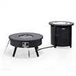 LeisureMod Walbrooke Round Patio Aluminum Fire Pit Table and Tank Holder Black