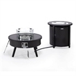 LeisureMod Walbrooke Round Patio Aluminum Fire Pit Table and Tank Holder Black