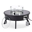 LeisureMod Walbrooke Round Patio Aluminum Fire Pit Table and Tank Holder Black