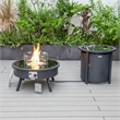 LeisureMod Walbrooke Round Patio Aluminum Fire Pit Table and Tank Holder Black
