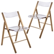 LeisureMod Menno Folding Stainless Steel Dining Chair in Gold/Clear (Set of 2)