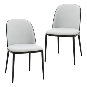 LeisureMod Tule 32.9&quot Velvet Dining Chair in Black/Platinum Blue (Set of 2)
