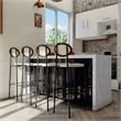 LeisureMod Euston Wicker Bar Stool with Black Metal Frame Set of 2 Beige