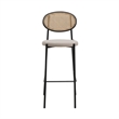 LeisureMod Euston Wicker Bar Stool with Black Metal Frame Set of 2 Beige