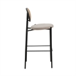 LeisureMod Euston Wicker Bar Stool with Black Metal Frame Set of 2 Beige