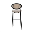 LeisureMod Euston Wicker Bar Stool with Black Metal Frame Set of 2 Beige