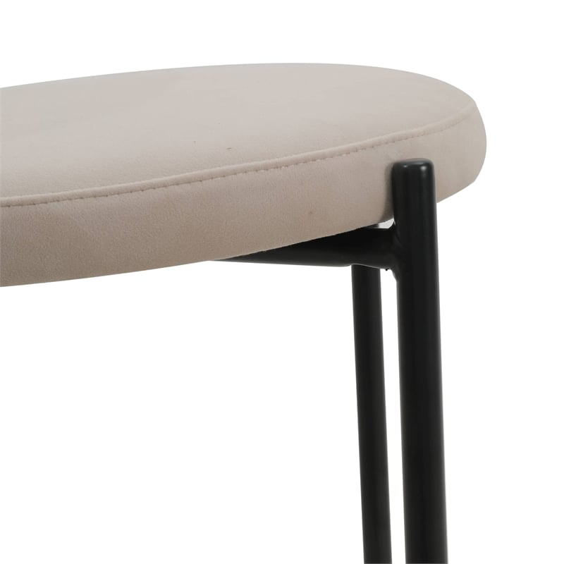 LeisureMod Euston Wicker Bar Stool with Black Metal Frame Set of 2 Beige