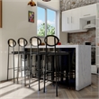 LeisureMod Euston Wicker Bar Stool with Black Metal Frame Set of 2 Black
