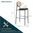 LeisureMod Euston Wicker Bar Stool with Black Metal Frame Set of 2 Black