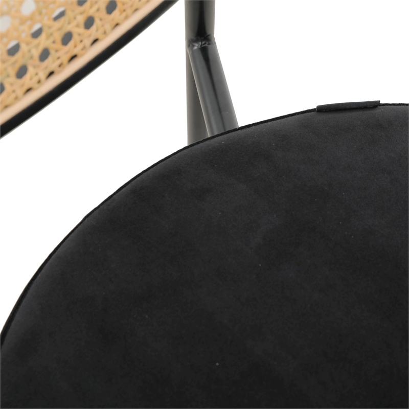 LeisureMod Euston Wicker Bar Stool with Black Metal Frame Set of 2 Black