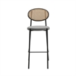 LeisureMod Euston Wicker Bar Stool with Black Metal Frame Set of 2 Gray