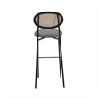 LeisureMod Euston Wicker Bar Stool with Black Metal Frame Set of 2 Gray