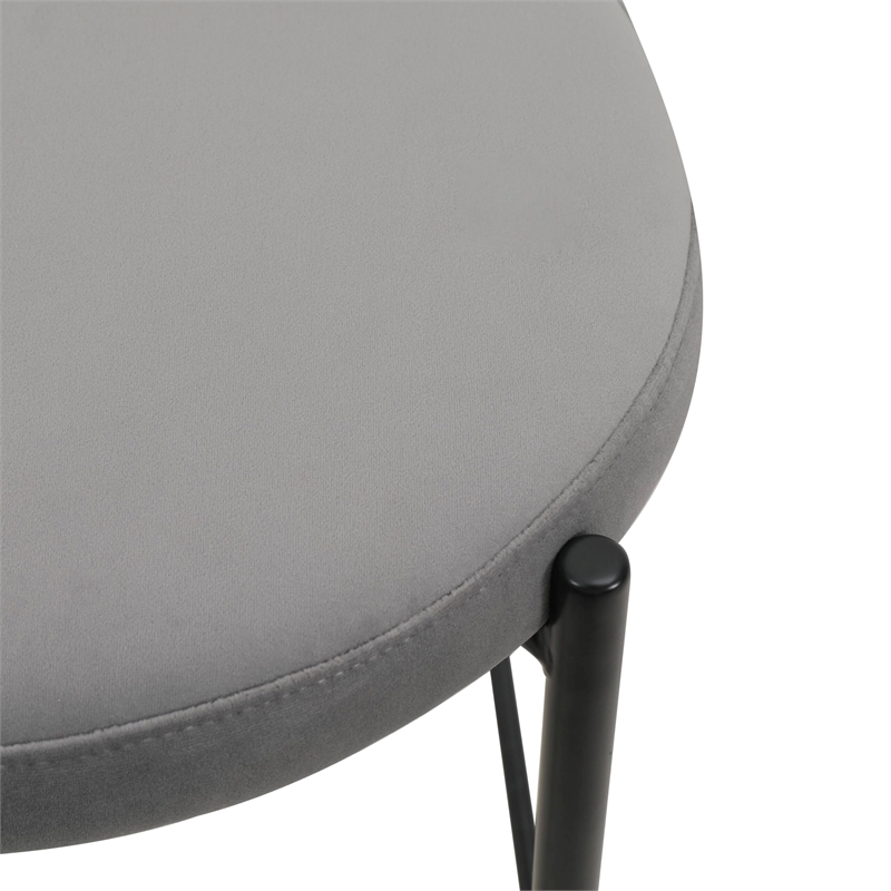 LeisureMod Euston Wicker Bar Stool with Black Metal Frame Set of 2 Gray