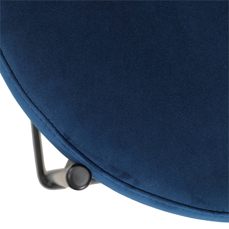 LeisureMod Euston Wicker Bar Stool with Black Metal Frame Set of 2 Navy Blue