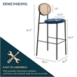 LeisureMod Euston Wicker Bar Stool with Black Metal Frame Set of 2 Navy Blue