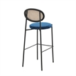 LeisureMod Euston Wicker Bar Stool with Black Metal Frame Set of 2 Navy Blue