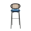 LeisureMod Euston Wicker Bar Stool with Black Metal Frame Set of 2 Navy Blue