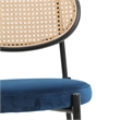 LeisureMod Euston Wicker Bar Stool with Black Metal Frame Set of 2 Navy Blue