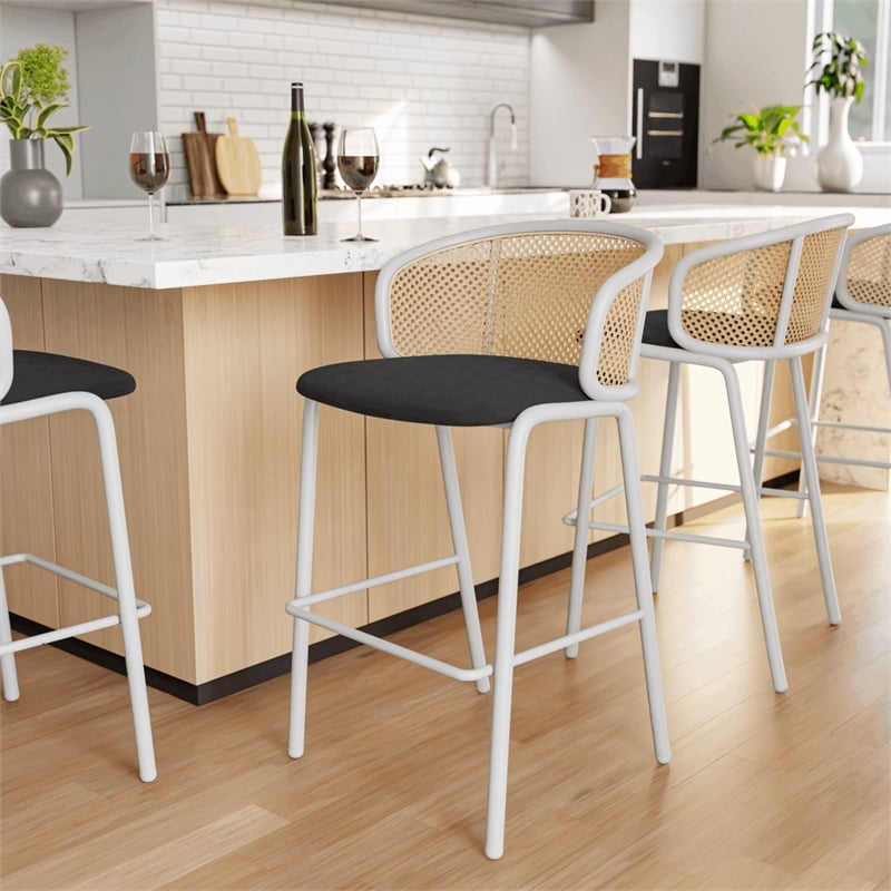 Rattan bar stool with deals metal frame