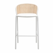 LeisureMod Ervilla Wicker Bar Stool with White Powder Coated Metal Frame White