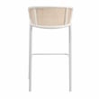 LeisureMod Ervilla Wicker Bar Stool with White Powder Coated Metal Frame White