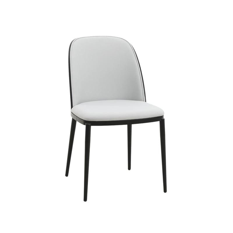 LeisureMod Tule Dining Chair with Velvet Seat Set of 4 Black/Platinum Blue