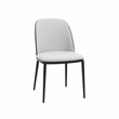 LeisureMod Tule Dining Chair with Velvet Seat Set of 4 Black/Platinum Blue