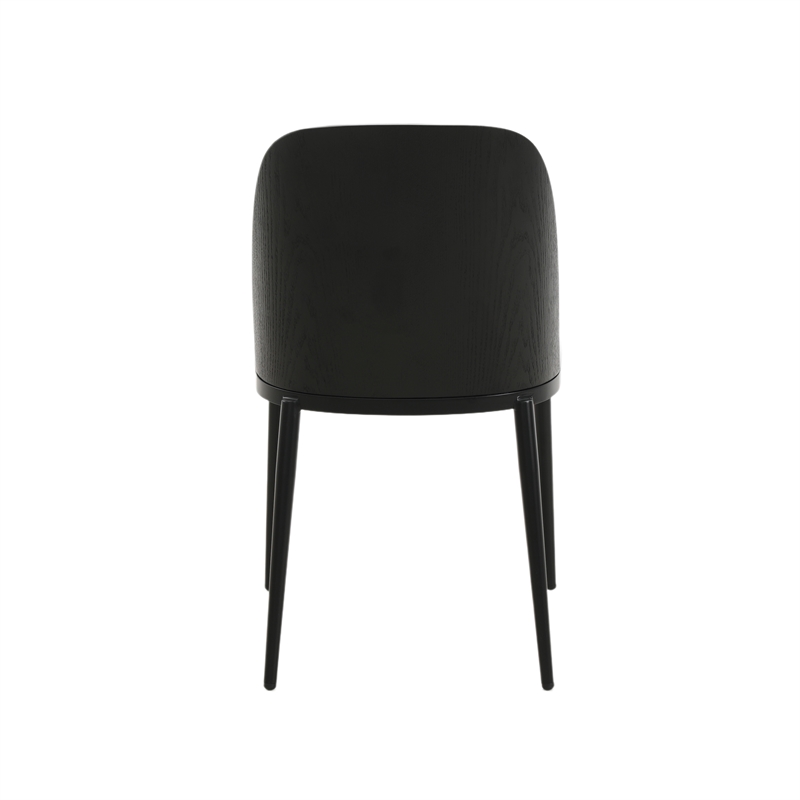 LeisureMod Tule Dining Chair with Velvet Seat Set of 4 Black/Platinum Blue