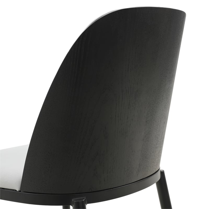 LeisureMod Tule Dining Chair with Velvet Seat Set of 4 Black/Platinum Blue