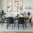 LeisureMod Tule Dining Chair with Leather Seat Set of 4 Black/White