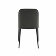 LeisureMod Tule Dining Chair with Leather Seat Set of 4 Black/White