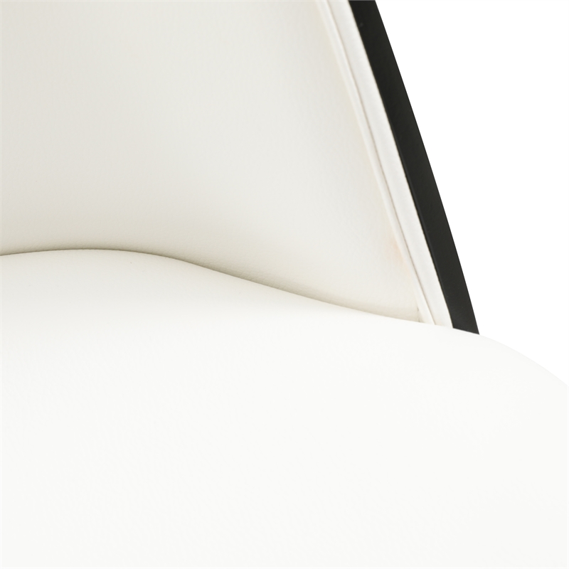 LeisureMod Tule Dining Chair with Leather Seat Set of 4 Black/White