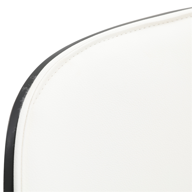 LeisureMod Tule Dining Chair with Leather Seat Set of 4 Black/White