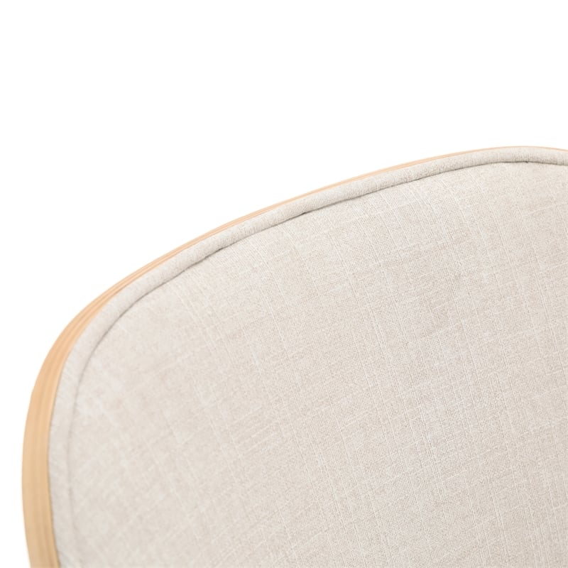 LeisureMod Tule Dining Chair with Velvet Seat Set of 4 Natural Wood/Beige