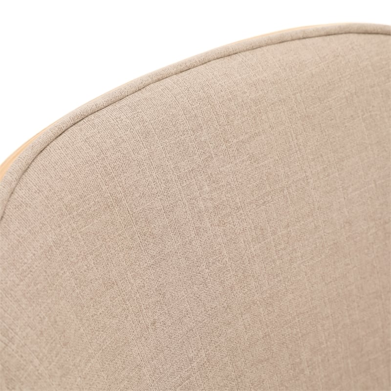 LeisureMod Tule Dining Chair with Velvet Seat Set of 4 Natural Wood/Brown