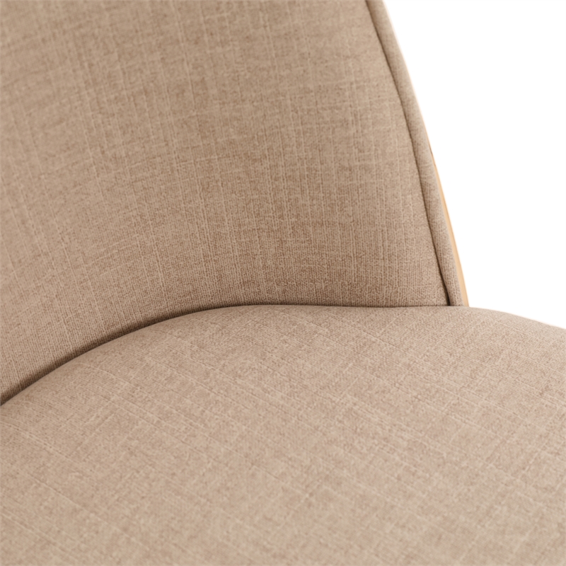 LeisureMod Tule Dining Chair with Velvet Seat Set of 4 Natural Wood/Brown