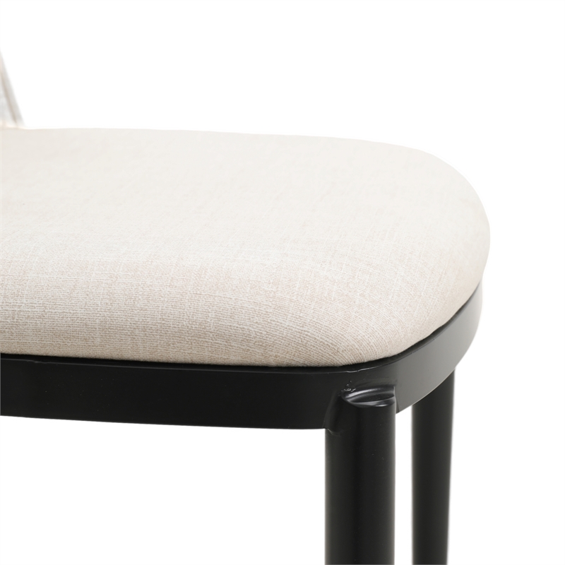 LeisureMod Tule Dining Chair with Velvet Seat Set of 4 Walnut/Beige