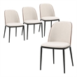 LeisureMod Tule Dining Chair with Velvet Seat Set of 4 Walnut/Beige