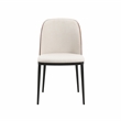 LeisureMod Tule Dining Chair with Velvet Seat Set of 4 Walnut/Beige