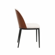 LeisureMod Tule Dining Chair with Velvet Seat Set of 4 Walnut/Beige