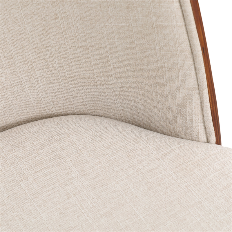 LeisureMod Tule Dining Chair with Velvet Seat Set of 4 Walnut/Beige