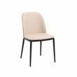LeisureMod Tule Dining Chair with Leather Seat Set of 4 Walnut/Light Brown