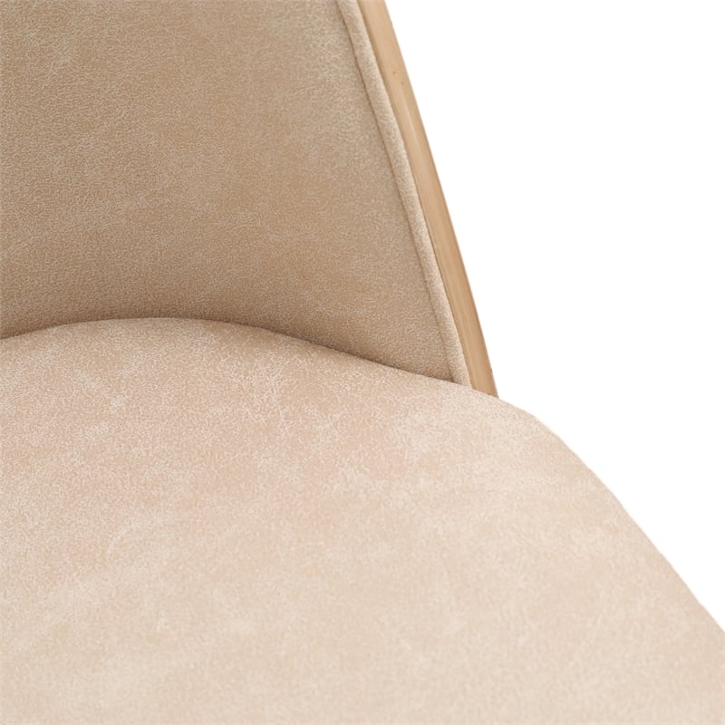 LeisureMod Tule Dining Chair with Leather Seat Set of 4 Walnut/Light Brown