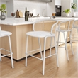 LeisureMod Ervilla Bar Stool with White Powder Coated Metal Frame Set of 2 White