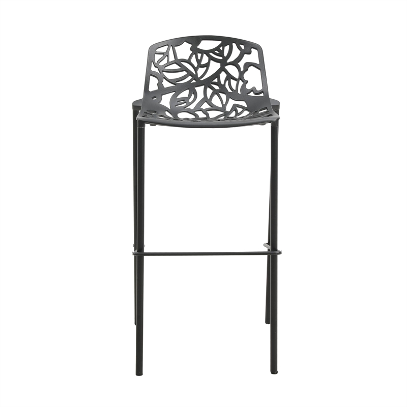 LeisureMod Devon Modern Bar Stool with Powder Coated Aluminum Frame Black
