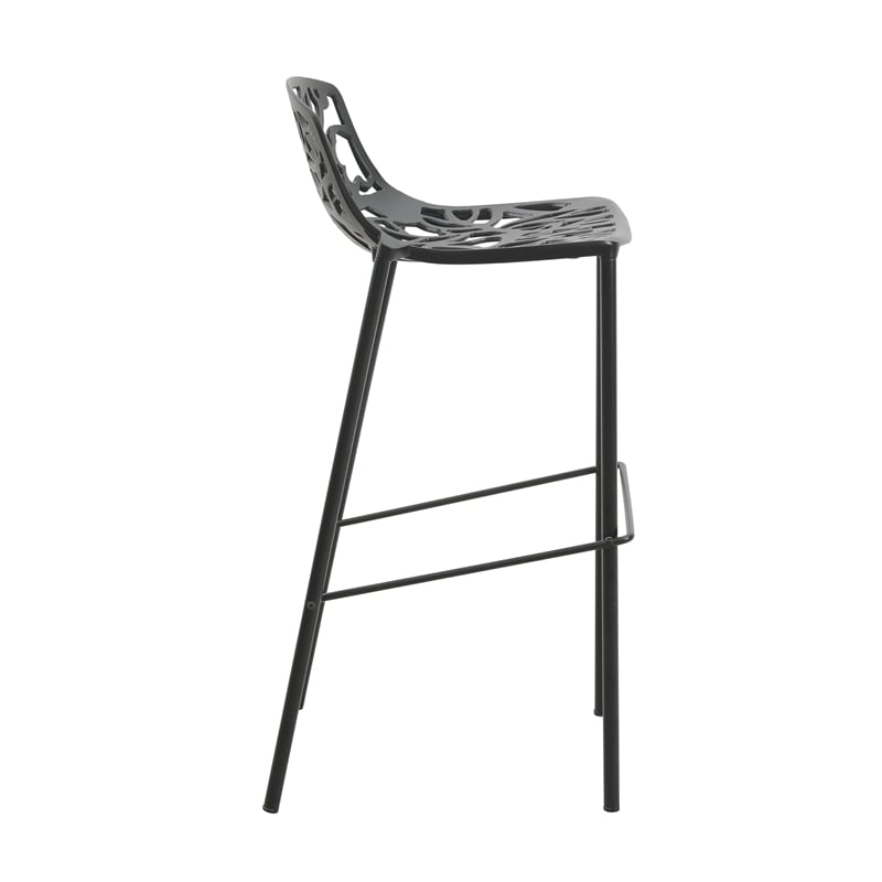 LeisureMod Devon Modern Bar Stool with Powder Coated Aluminum Frame Black