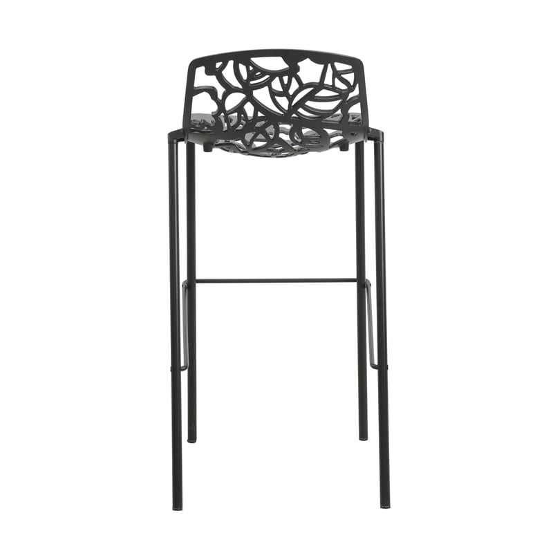 LeisureMod Devon Modern Bar Stool with Powder Coated Aluminum Frame Black