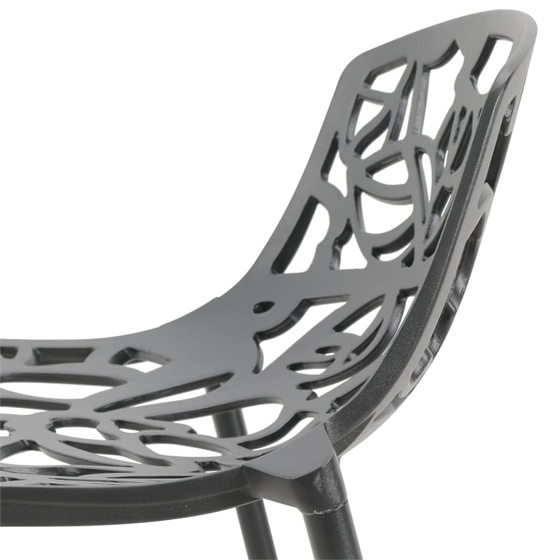 LeisureMod Devon Modern Bar Stool with Powder Coated Aluminum Frame Black