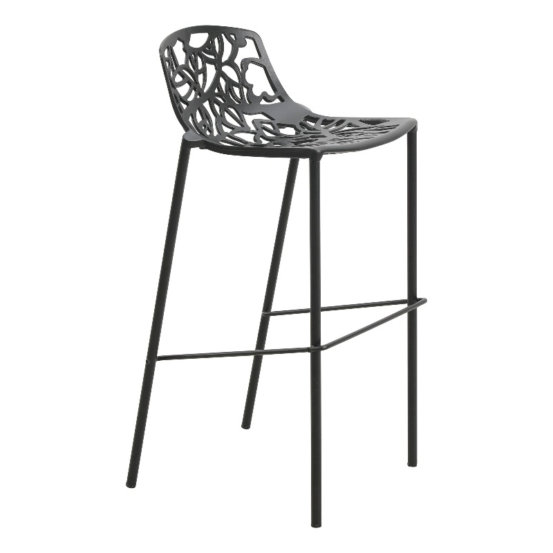 LeisureMod Devon Modern Bar Stool with Powder Coated Aluminum Frame Black