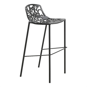 LeisureMod Devon Modern Bar Stool with Powder Coated Aluminum Frame Black